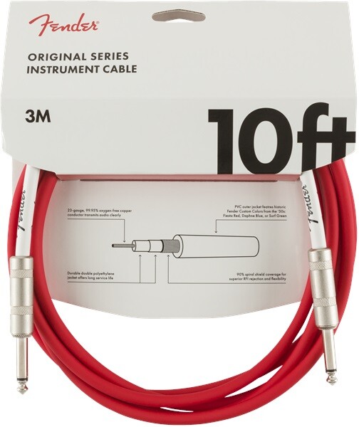 Fender Original Series 10' Instrument Cable Fiesta Red