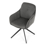 Židle jídelní, 180° otočný mechanismus, lanýžová voděodolná látka, černý kov