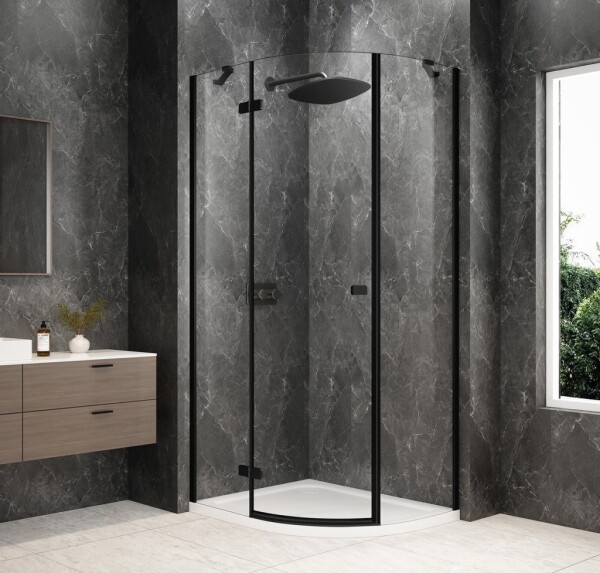 POLYSAN - GLOBE BLACK čtvrtkruhový sprchový kout 1000x800, čiré sklo, levé GB2180LB