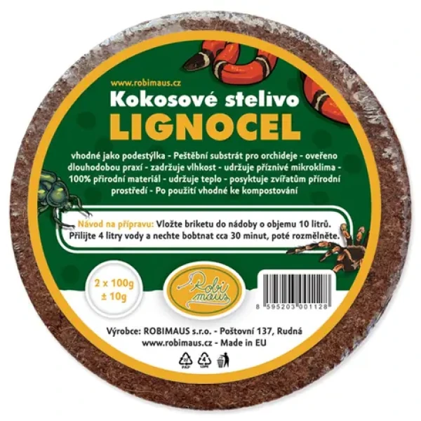Robimaus Lignocel puk kulatý 2 ks / Podestýlka / Pro plazy a bezobratlé / Přírodní materiál (357-001128)
