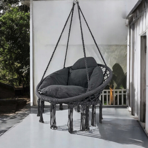 Závěsné křeslo s polštářkem - čapí hnízdo 80 cm antracit