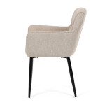 Židle jídelní, snadno čistitelná krémová látka, černý matný lak, kovové nohy