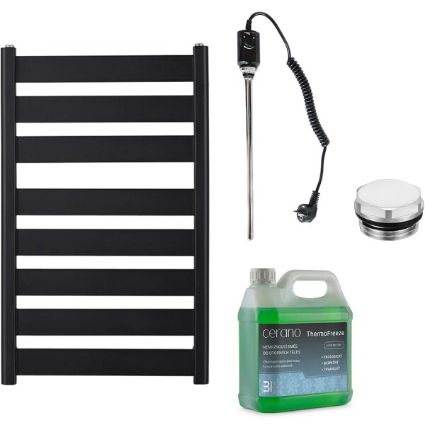 CERANO Koupelnový elektrický radiátorový set Marco - 600W - černá matná - 920x550 mm