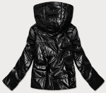 Lesklá černá dámská bunda kapucí model 14951875 černá S'WEST