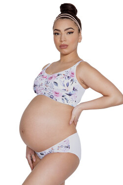 Dámská podprsenka kojící top Easy Bra MAMA basic bílá s květy - Mitex bílá s květinovým vzorem XS