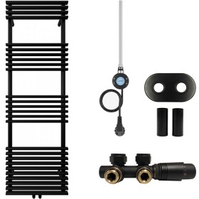 CERANO Koupelnový radiátorový set Luigi - kombinované výtápění, wifi tyč - středové připojení 50 mm - 600W - černá matná - 1600x500 mm