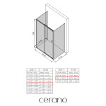 CERANO - Třístěnný sprchový kout Varone POINT U L/P - 6 mm - černá matná, transparentní sklo - 130x90x195 - posuvný CER-DY505B-90126