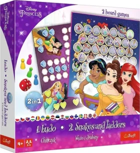 Trefl - Hra - Disney princezny 2v1: Člověče, nezlob se! a Hadi a žebříky