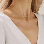 Dvojitý náhrdelník s perlou Éléonore Gold - chirurgická ocel, Zlatá 38 cm + 5 cm (prodloužení)