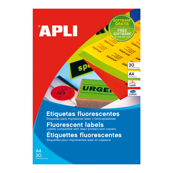 Univerzální etikety APLI fluo, 60 mm, žluté