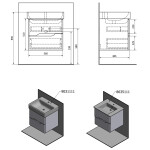SAPHO - MEDIENA umyvadlová skříňka 57x50,7x48,5cm, bílá mat/bílá mat MD060