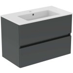 IDEAL STANDARD - Eurovit+ Skříňka s umyvadlem, 55x80x44 cm, 2 zásuvky, tmavě šedá R0574TI