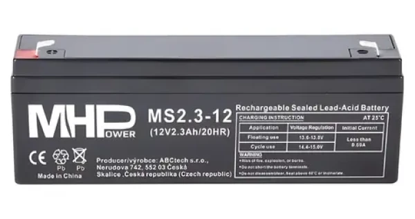 MHPower MS2.3-12 / Olověný akumulátor / AGM / VRLA / 12V / 2,3Ah / F1 (MS2.3-12)