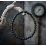 Pánský náramek Fernando - 6 mm lávový kámen, Černá 19 cm