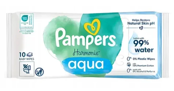 Pampers Pure Harmonie Aqua vlhčené ubrousky pro děti 10 ks
