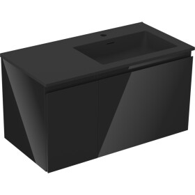 MEXEN/S - Orio koupelnová skříňka 90 cm s umyvadlem Otis pravá, 1S, 1D, černá lesk/černá mat 91A13-09047-3-BBFF70-W18P71