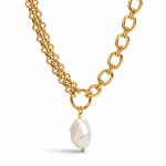 ELENYS Pearl Drop Chain – pozlacený náhrdelník 18K žluté zlato Délka: 45+5 cm / max. 50 cm