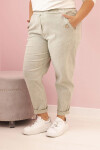 Dámské kalhoty s dekontaminací Plus Size s viskózou a gumou světlé khaki UNI