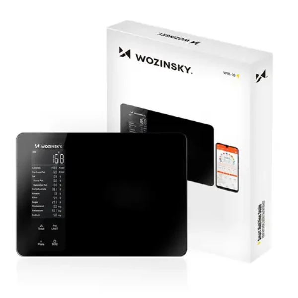 Wozinsky WIK-16 černá / Kuchyňská váha / digitální displej / Bluetooth / mobilní aplikace
