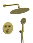 SAPHO - SMART SELECT podomítkový sprchový set s termostatickou baterií, 2 výstupy, vyústění, zlato mat RP032GB-01