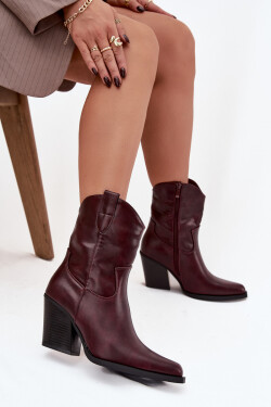 Dámské kotníkové boty na podpatku D8271 Vínová - Sweet Shoes vínová 39