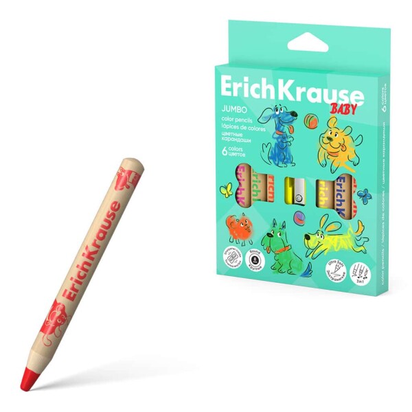 ErichKrause Baby Jumbo 3v1 sada 6 barev, tuha 8 mm