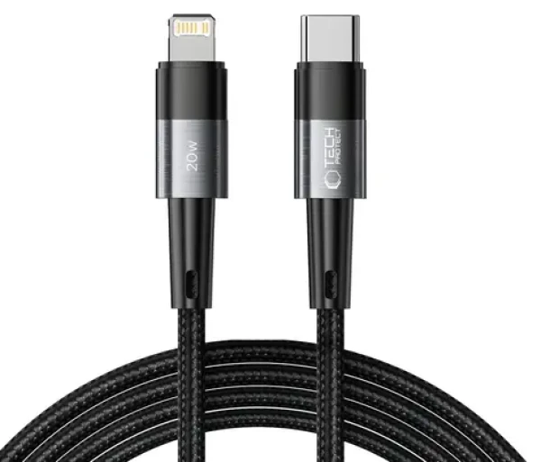 Tech-Protect UltraBoost šedá / Nabíjecí kabel USB-C - Lightning / PD 20W / 3A / 2 m