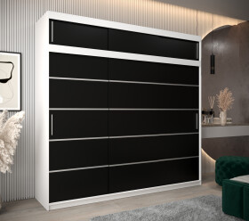 Šatní skříň Abi V1 s nástavcem Barva korpusu: Bílá, Rozměry: 250 cm, Dveře: Černá