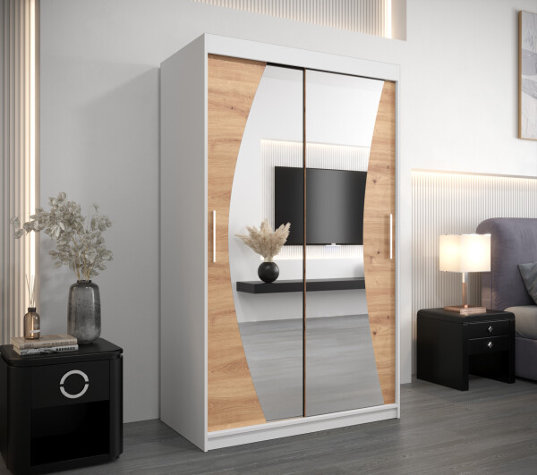 Šatní skříň Abi W0 Barva korpusu: Bílá, Rozměry: 120 cm, Dveře: Dub artisan