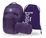BAAGL SET 3 Coolmate Plum: batoh, penál, sáček (A-36115)