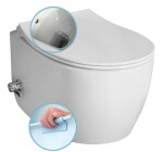 ISVEA - SENTIMENTI CLEANWASH závěsná WC mísa, integrovaný ventil a bidet. sprška, Rimless, 36x53cm, bílá 10ARS1101I
