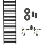 CERANO Koupelnový radiátorový set Fulgiduson - ústřední výtápění - boční připojení - 765W - černá matná - 1800x530 mm