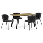 Židle jídelní, šedá látka, černé kovové nohy.