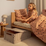 LIEWOOD Skládací přepravka s víkem a kolečky Weston Sandy 20 l, béžová barva, plast
