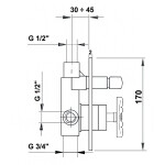 SAPHO - INDUSTRY podomítková sprchová baterie, 2 výstupy, chrom/černá 5185XTT