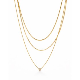 Trojitý ocelový náhrdelník Alice - chirurgická ocel, Zlatá 36 cm + 5 cm (prodloužení)