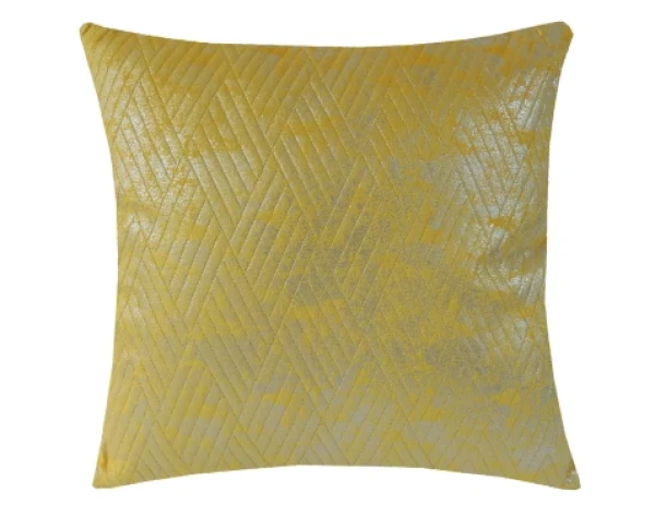 Dekorační polštář 45x45 cm, žlutý/stříbrný