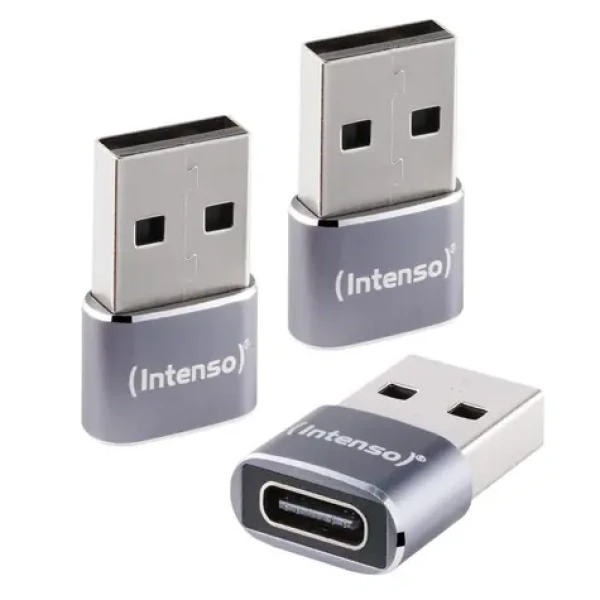 Intenso C480A antracitová / Adaptér USB-C na USB-A / Hliníkové tělo / 3 ks / USB 2.0 (7600013)
