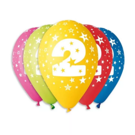 Balónky potisk čísla 2 5 ks v bal. 30 cm