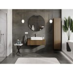 MEXEN/S - Rivel koupelnová skříňka pod umyvadlo 90 cm s deskou, 1 šuplík, reliéf , ořech 91A20-09023-1-BFC86
