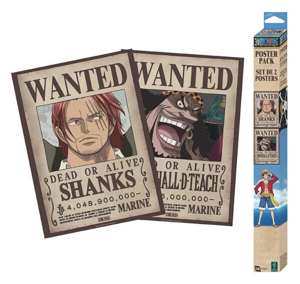 One Piece Set plakátů Wanted Shanks Blackbeard 52 x 38 cm (2 ks)
