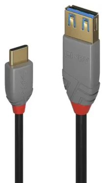 Lindy Anthra Line černá / Adaptér / USB-C - USB-A / 0,15 m / USB 3.2 Gen 2 / 10 Gbit/s (36895)