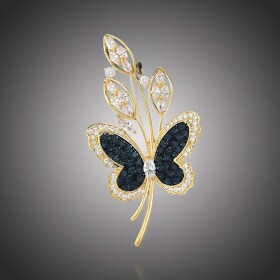 Luxusní brož Swarovski Elements Elaina Gold - motýl, Zlatá
