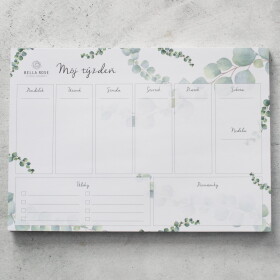 Bella Rose Stolní týdenní plánovač Eukalyptus - SK, zelená barva, papír