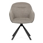 Židle jídelní, béžová látka a tmavě šedá látka v dekoru vintage kůže, černý kov, otočná P90°+ L90° s vratným mechanismem