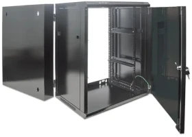 Intellinet 15U 600x550 mm černá / Nástěnný rozvaděč / 19" / prosklené dveře / výklopný rám / nosnost 30 kg (712019)