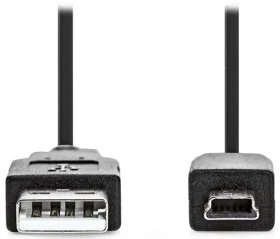 Nedis USB kabel USB-A - Mini-B 5pin černý / Kabel USB / USB 2.0 / 1 m (CCGL60300BK10)
