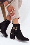 Zateplené dámské boty na podpatku se zlatými prvky černé Ambrine 39