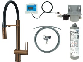 DEANTE - Magnetic baterie kuchyňská broušený bronz, se sadou pro filtraci vody, s elastickou hubicí; BRMFC75M