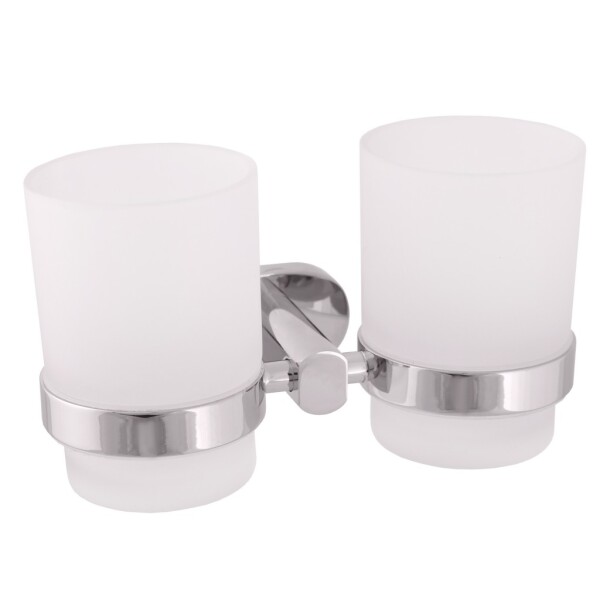 RAV Slezák - YUKON - Koupelnový doplněk Dvojitý držák kartáčků skleněný, Chrom YUA0202 YUA0202